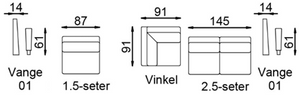 Hjørnesofa oppsett D | Basic sofa | Flammehemmende